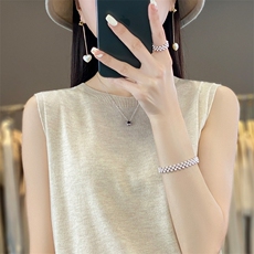 夏季新款精纺羊毛薄款针织吊带背心女圆领宽松内搭无袖上衣打底衫，女装背心吊带，臻维羊绒