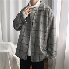 新款现货冬季毛呢大衣潮男夹克呢子外套格子韩版港味风衣3003-p70,男装毛呢大衣,星座1008-1