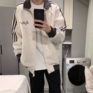 抖音得物美式高街重磅结构设计拼接织带立领印花卫衣外套 ACM4203图片