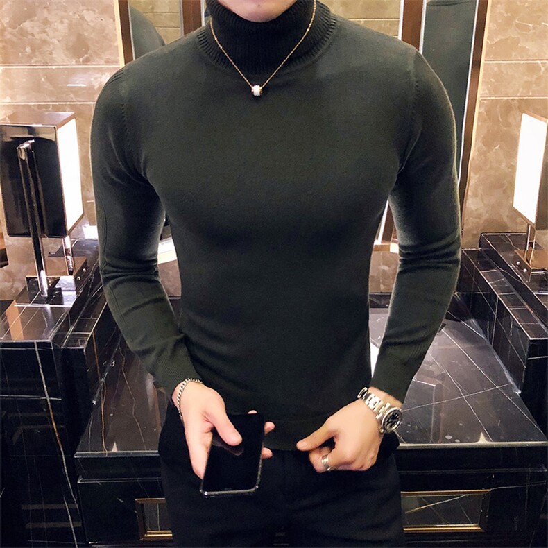 M09/p45两翻高领毛衣男秋冬纯色修身长袖针织打底衫男高领毛衣,男装针织衫/毛衣,电商D303