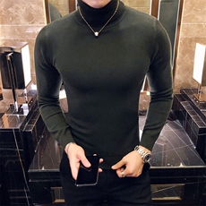 M09/p45两翻高领毛衣男秋冬纯色修身长袖针织打底衫男高领毛衣，男装针织衫/毛衣，电商D303