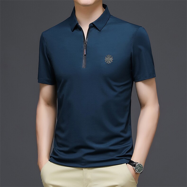 短袖T恤男士上衣服翻领百搭POLO大众商务半袖休闲服潮流纯色保罗，男装T恤，电商B212（原钱塘6029）