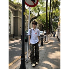 黑色冰丝微喇西裤男夏季薄款美式提裆裤子cleanfit凉感速干直筒裤，男装T恤，星座809A(原222-1)