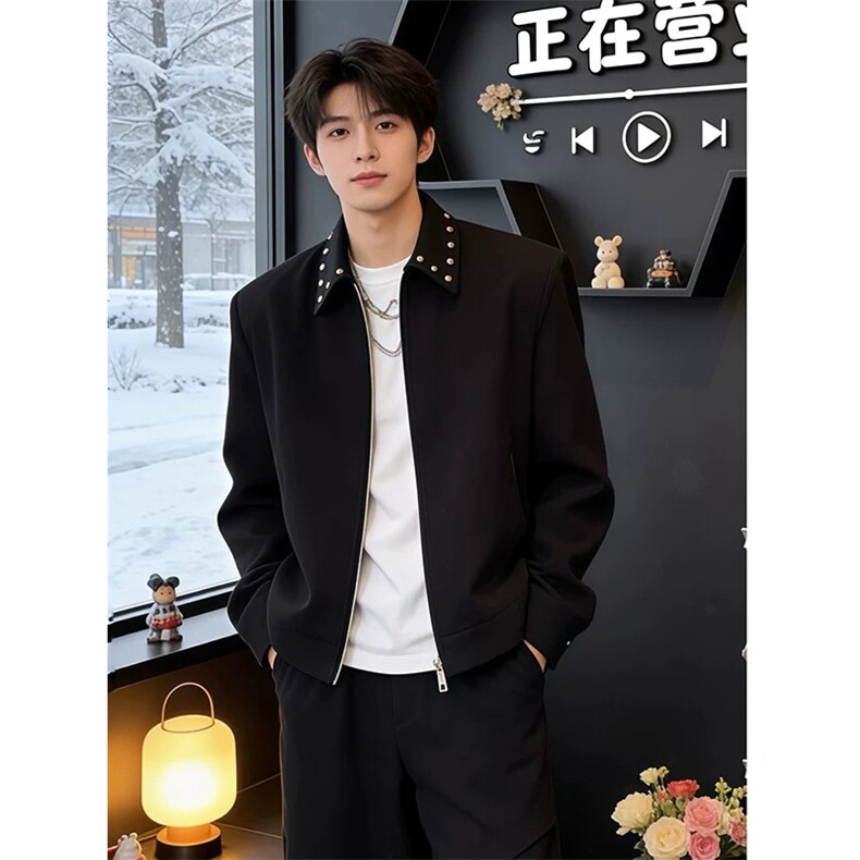 男休闲夹克西服外套铆钉翻领Y6634P69,男装夹克,星座1112-1