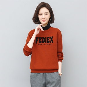 女士卫衣女2025新款春秋中年女装妈妈假两件上衣女时尚洋气图片