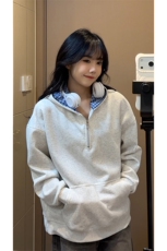 美式复古风潮流学院感卫衣韩系小众格子连帽卫衣HY922TP48控89，男装卫衣，电商A102B