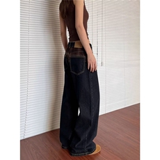 原宿美式直筒黑色宽松牛仔裤男女百搭vibe休闲阔腿长裤百搭NZB192，男装牛仔裤，星座516A