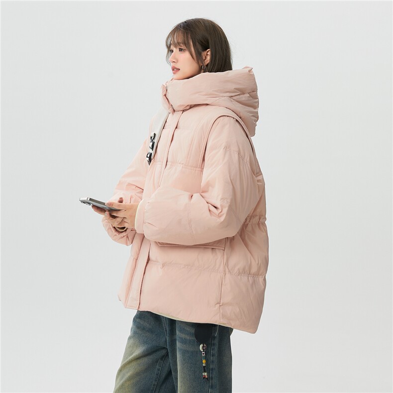 A337-Y001-P200 冬季粉色连帽白鸭绒羽绒服 控315图片