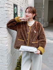 210-3287-P175-K258小香风皮毛一体外套2025年冬季，女装短外套，浙宝210（原浙宝191）
