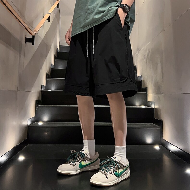 夏季工装短裤男潮流休闲外穿设计感百搭潮牌美式侧拉链宽松五分裤图片