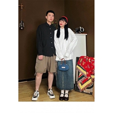肌理感结构衬衫双层风琴效果潮牌男女情侣春季百搭时尚长袖上衣，男装衬衫，星座506A