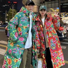 A5长款棉衣外套东北大花风汉服男女宽松保暖防寒连帽棉袄情侣，男装棉衣，星座115A(原星座507）