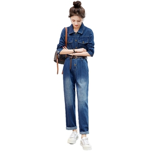 牛仔连体裤女2025春夏新款韩版时尚高腰宽松休闲显瘦工装连衣裤潮图片