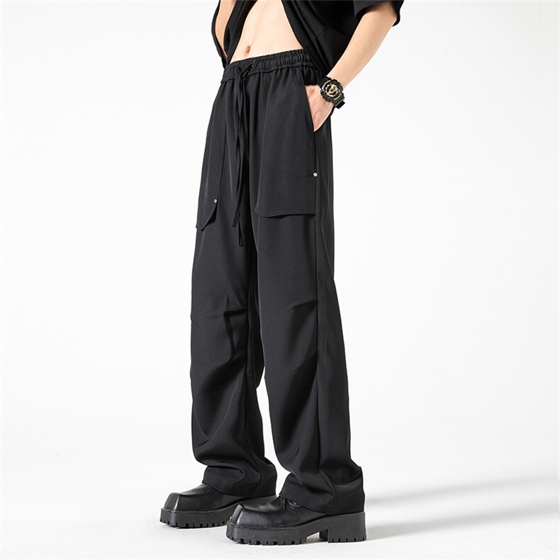 WASSUPHAPPY冰丝休闲裤子男士夏季潮牌束脚裤宽松大码垂感九分裤，男装西裤，星座715-1