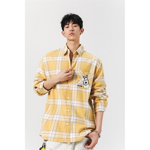 8XL-M 小狗格子衬衫男长袖2025春情侣款寸衣宽松衬衣CS519P58控78图片
