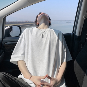 得物抖音品质二开240克重磅宽松纯棉美式扎染做旧工艺短袖T恤图片
