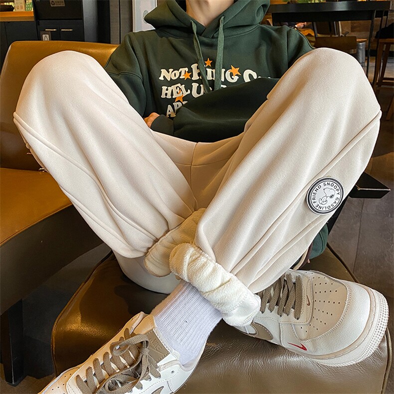 加绒加厚休闲运动卫裤男美式针织束脚裤子715-6-BX04P55（控78）,男装休闲裤,星座715-6
