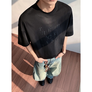 25夏新男高品胶印圆领扎染字母全棉短袖T恤705-1-T015-P45无差价图片