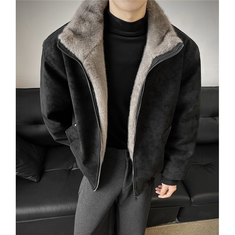 双色貂毛座山雕PU皮棉衣加厚冬季外套男装A3719p88，男装棉衣，四季星座1118-1