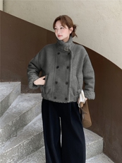 210-3290-P195-288皮毛一体双排扣加厚2025年冬季，女装短外套，浙宝210（原浙宝191）