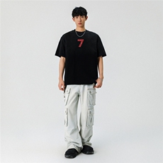 2025新款潮牌短袖宽松韩版字母印花扎染工艺T恤T8823/P5588，男装T恤，星座202