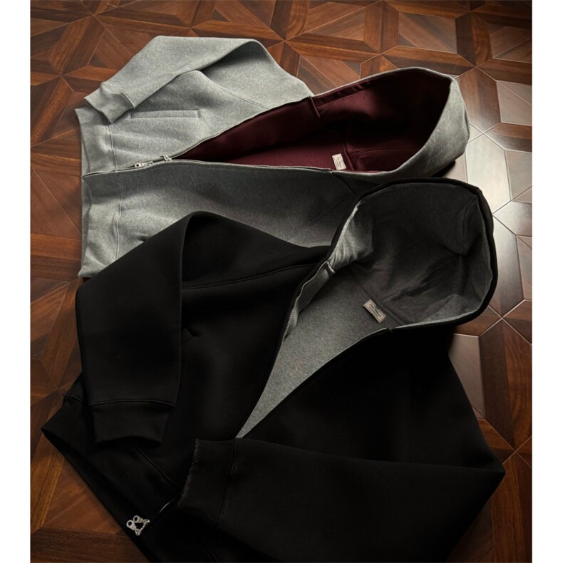 W10330-P55网图现货帝王红内空气层卫衣高级感重磅连帽衫外套，女装短外套，星座1608