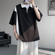 8XL-M拼接撞色短袖t恤男款夏季新款半袖POLO衫加肥加大码DT004P38，男装T恤，电商B312