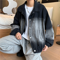 港风牛仔外套男生秋冬夹克潮流新款痞帅潮牌休闲情侣渐变工装外套，男装夹克，星座505-2（原电商A260-1)