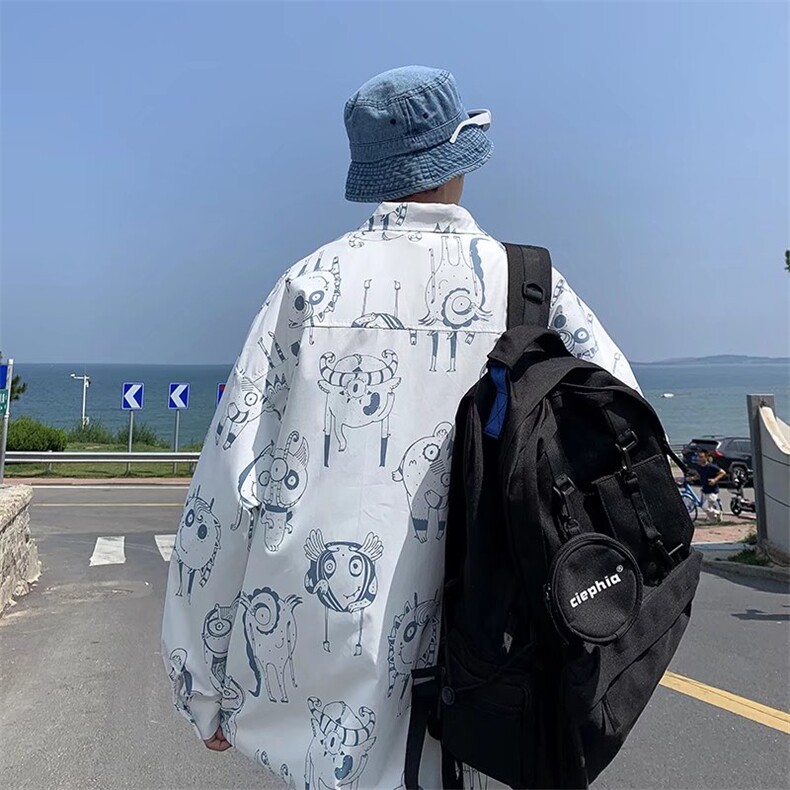 长袖印花衬衫春款男港风潮流C511P28,男装衬衫,星座1116-2