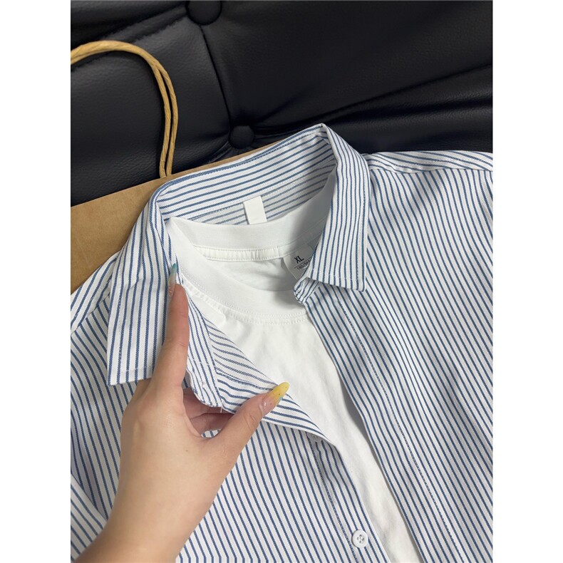 B221美式ins高街暗黑宽松条纹长袖衬衫SY2551-特P30控59,男装衬衫,电商B221