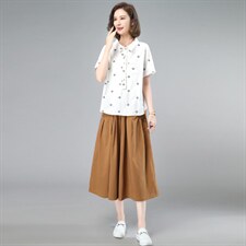 2023夏装新款时尚气质翻领休闲舒适两件套,女装套装/套裙,奕阳依阁
