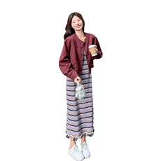 现货【新款】安可拉红牛仔背心连衣裙两件套666-P165-K228，女装套装/套裙，2C305