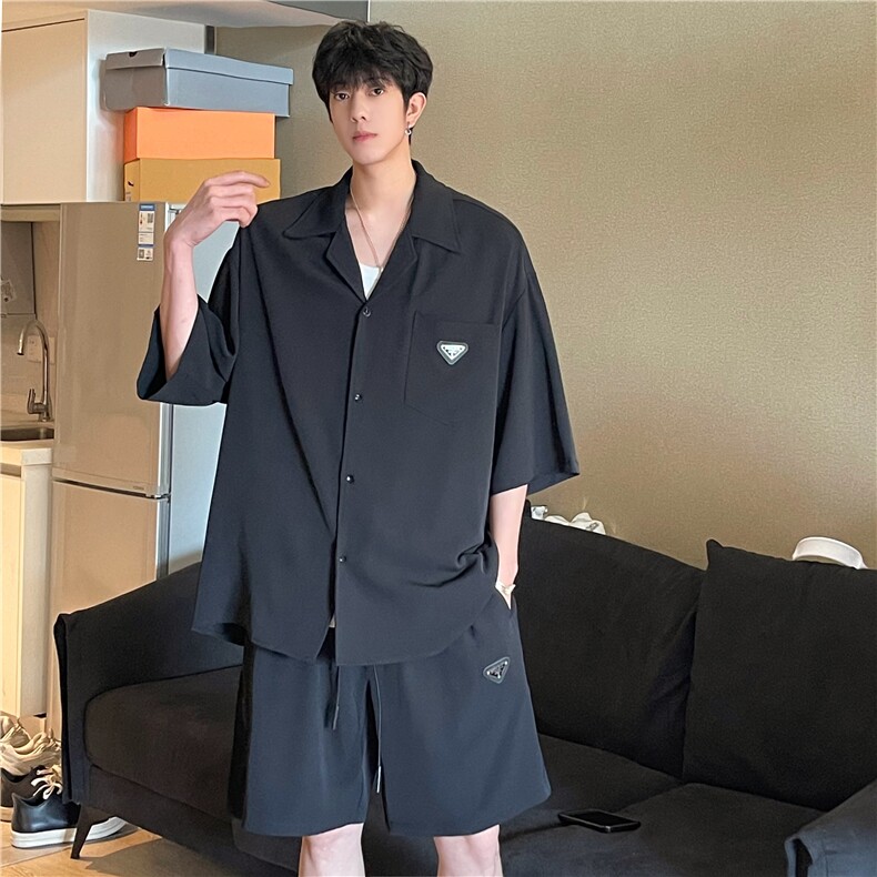A450-CS66-P70控99缎面睡衣风短袖衬衫短裤货号DK66可以一套卖，男装衬衫，电商A450