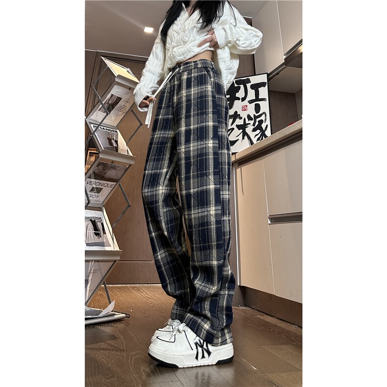 2025冬季新款加绒保暖复古格子宽松休闲裤B315-K862JR-p65控88,男装休闲裤,电商B315