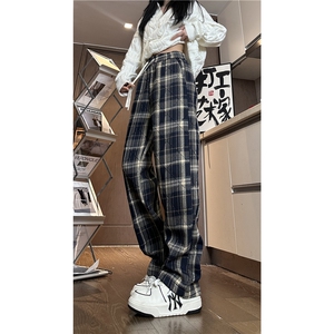 2025冬季新款加绒保暖复古格子宽松休闲裤B315-K862JR-p65控88图片