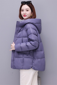 时尚保暖女士羽绒服 大码宽松显瘦纯色外套 冬季必备长袖棉衣图片