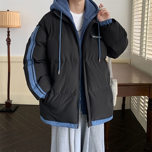 棉衣男冬季新款港风大码宽松连帽假两件加厚棉服MF8587-P88(现货图片