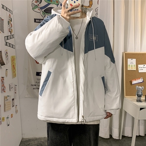 1港风连帽宽松休闲拉链时尚棉衣男女大码棉服男外套男7786P60控98图片