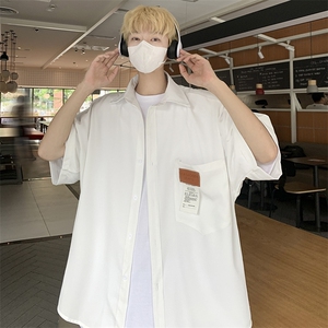 夏 港风衬衫外套工装短袖宽松半袖百搭潮流中性冰丝轻薄 H226/P35图片