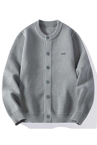 84890-特P75针织开衫男士韩系休闲纯色简约宽松毛衣外套男春秋图片