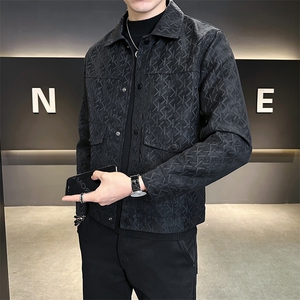 男士皮衣加绒加厚秋冬季2025新款痞帅潮牌皮夹克 A313-K9935-P155图片