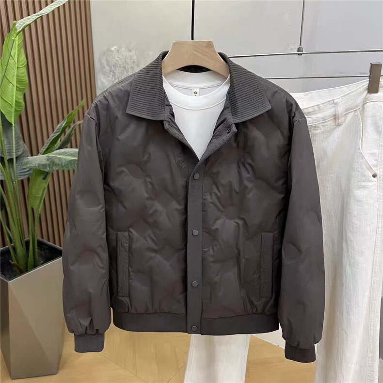 (网图)50%白鸭绒拼接翻领高级潮牌百搭痞帅羽绒服313B-9952-P175,男装羽绒服,星座313B
