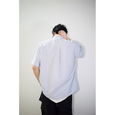 明星私服学院风条纹衬衫搭配可拆卸领带英伦风条纹打底衬衫P38，男装衬衫，电商B319