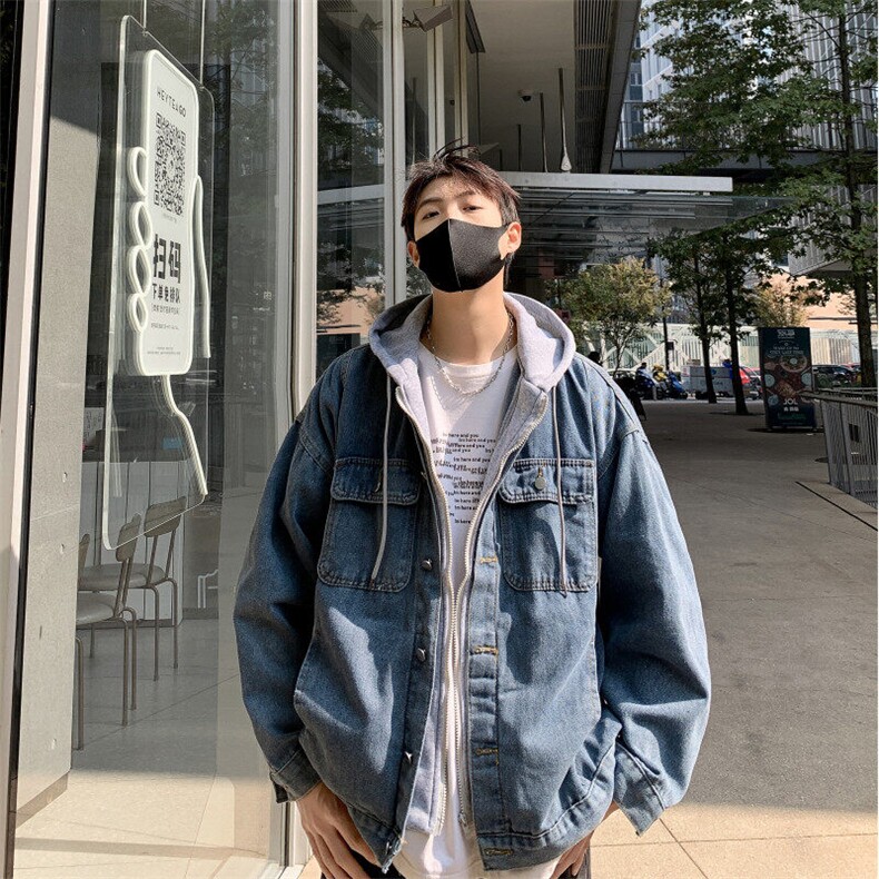 DLP1181-P72假两件外套男2025秋冬新款潮牌宽松百搭连帽风衣港风,男装夹克,星座603-2