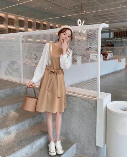 【现货】早春新款韩版学院风拼接连衣裙，女装连衣裙，E莎