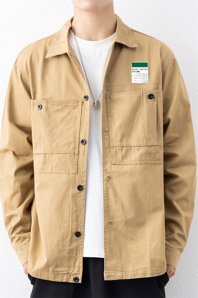 衬衣男新款纯棉工装翻领休闲时尚长袖衬衫XZ310B-3-CY806-P58,男装衬衫,星座310B-3