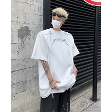 现货!25男士设计感肩章垫肩印花短袖T恤DX113-P78现货，男装T恤，电商B288