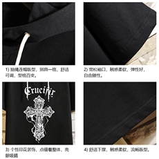 连帽短袖t恤男大码胖子带帽五分袖中袖砖墙挂拍LD54268-P45，男装T恤，电商A040A