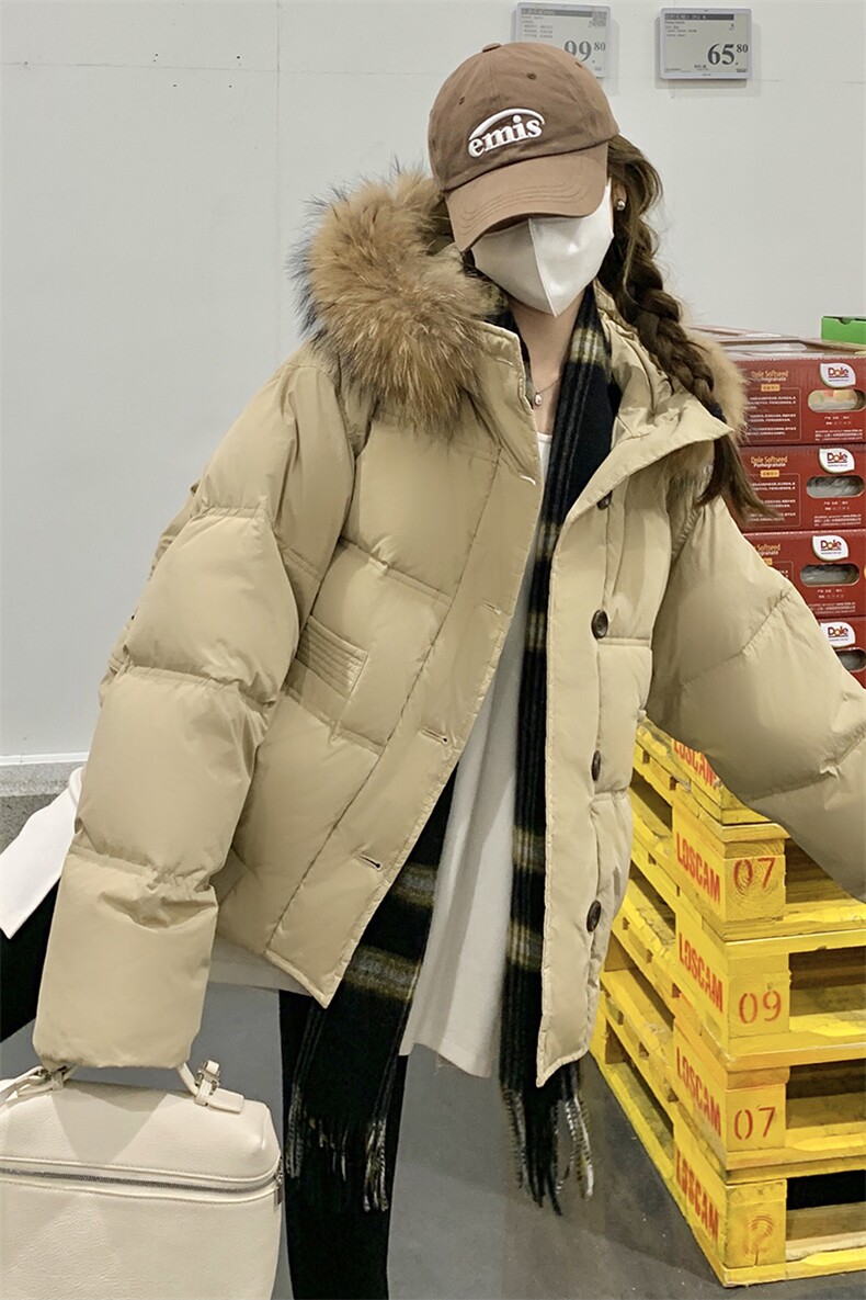 【新款首-发】白鸭绒羽绒服韩版宽松加厚外套两种毛领选择,女装羽绒服,浙宝285（原212）