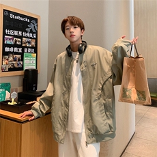 EQ320痞帅的棒球服PU皮外套男2024新款秋季飞行服夹克港风ins潮，男装夹克，电商C306-1